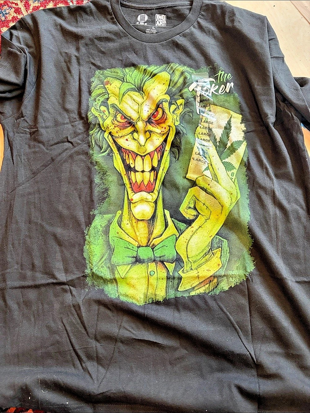 Big Chris Art The Toker Joker T-Shirt Graphic Tee Large